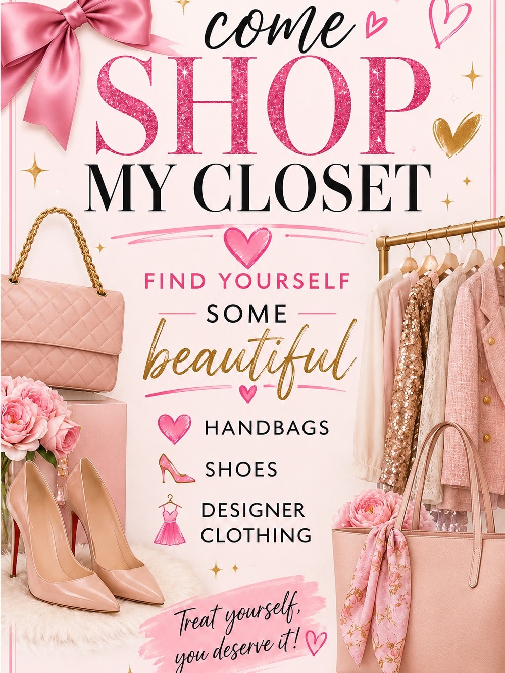 Zara Pink & Gold Women's Dress and Accessories Graphic